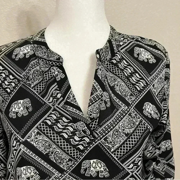 Pink Rose elephant print blouse size small - Picture 2 of 12